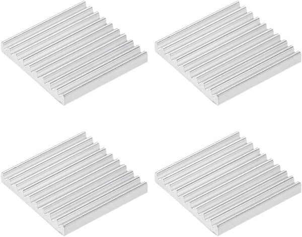 uxcell 2.5x19x19mm Silver Tone Aluminum Heatsink, Thermal Adhesive Pad Cooler for 3D Printers (4Pcs)