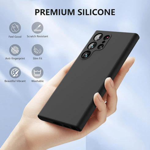 ZUSLAB Black Silicone Case for Samsung Galaxy S24 Ultra 6.8", Slim Fit TPU Rubber Gel, Shockproof, Wireless Charging