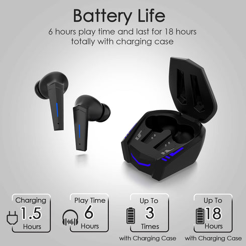 Yi-shaney Wireless Earbuds, Bluetooth 5.2 Gaming Earphones with Touch Control, Noise Cancelling Waterproof Headset, 18H