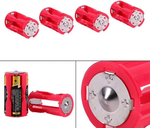 KIKYO Battery Converter - 4pcs 4AAA to C Size Parallel Battery Converter Adapter Holder for Household Use