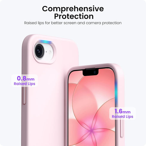 ORNARTO 17e 16e 6.1", 3 16e 17e-Chalk Compatible with iPhone Case and for iPhone Case Liquid Silicone Layers Full