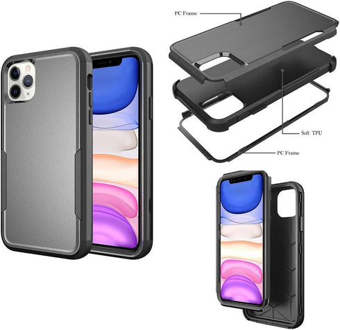 Compatible for Apple iPhone 12 Pro Max Cases - Heavy Duty Shockproof Protective Cover in Black & Black