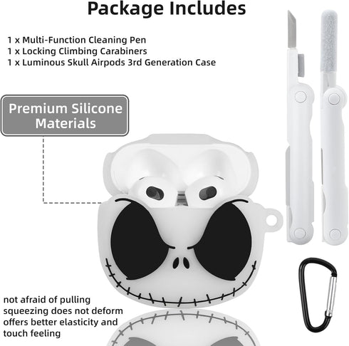 AirPods 3rd Generation Case Cover with Cleaner Kit, Glow in The Dark Funny Case for Airpod 3 Charging Case, Cute 3D