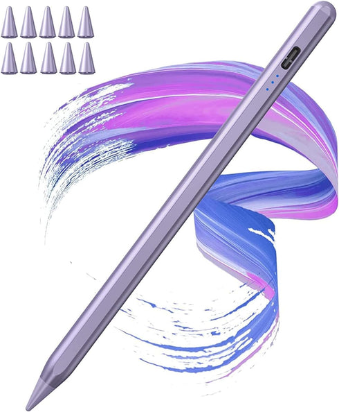 TaIYanG 10 Pack Stylus Replacement Tips for Apple Pencil, Light Purple (Universal with White/Black/Pink Tips)