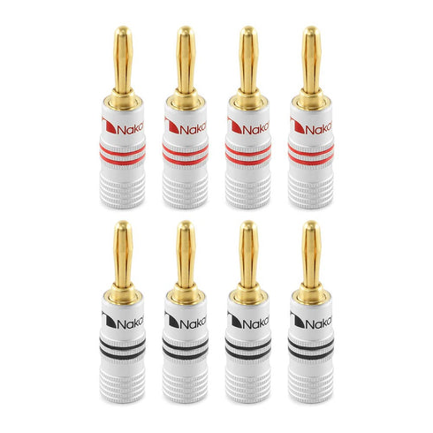 Nakamichi Excel Series 24k Gold Plated Banana Plug 12 AWG - 18 AWG Gauge Size 4mm for Speakers, Amplifier, Hi-Fi AV