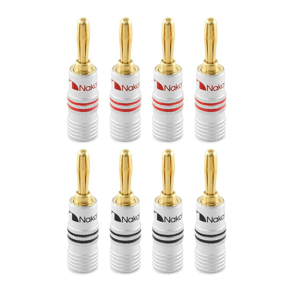 Nakamichi Excel Series 24k Gold Plated Banana Plug 12 AWG - 18 AWG Gauge Size 4mm for Speakers, Amplifier, Hi-Fi AV