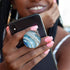 Expandible Collapsible Clear Crystal Glitter Mobile Phone Grip Stand Holder for Smartphones & Tablets (Aqua Blue Rose