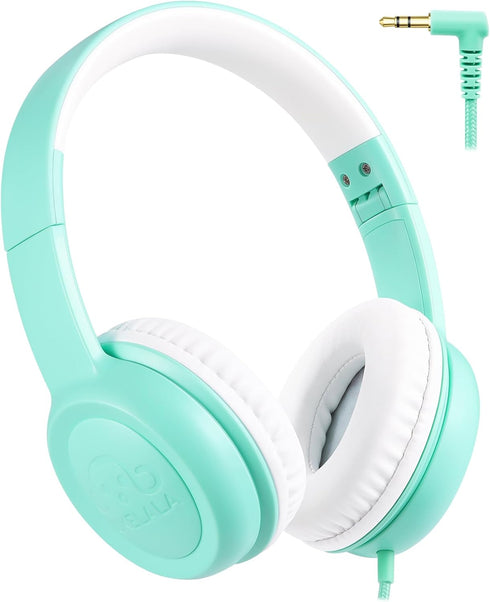 C3 Kids Headphones Wired, On-Ear, Foldable, Adjustable Headband, 3.5mm Jack, Teal, for Boys and Girls
