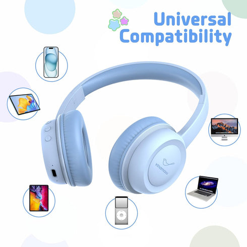 Kids Bluetooth Headphones, Wireless Over-Ear Headphones with 85dB Volume Limiter, 30H Playtime, Adjustable Headband