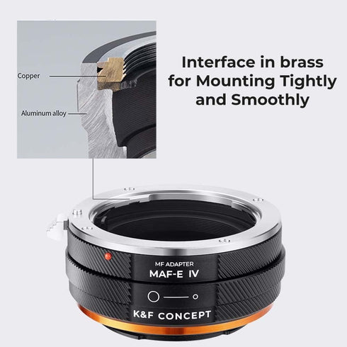 K&F Concept IV PRO MAF-NEX Lens Mount Adapter, Manual Focus Compatible with Minolta AF/Sony Alpha to Sony-E