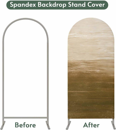 Jnbasdffb 6 Brown Ombre Wedding Arch Cover, Stretchy Spandex Arch Backdrop Stand Covers FT, Modern Abstract Art Ocean