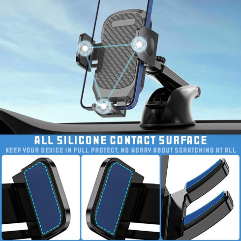 Car Suction Cup Phone Holder, 360° Rotation Anti-Shake Windshield Mount with Sticky Gel Pad, Compatible with iPhone