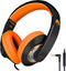Shop rockpapa Comfort+ Kids Over-Ear Headphones, Wired with Microphone & Volume Control for School, Black/Orange.
