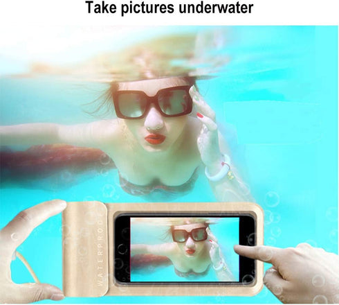 IPX8 Waterproof Phone Pouch - Dry Case for iPhone 13 Pro Max/13 Pro/12/11/Xs Max/XR for Kayaking, Swimming (Gold)