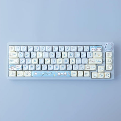 Hyekit PBT Keycaps - 145 Keys Baby Cat Keycaps, Dye-Sublimation Cute MOA Profile Custom Keycaps for Cherry MX