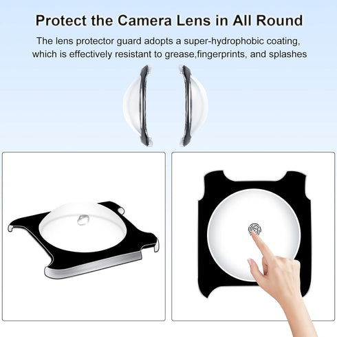 Sticky Lens Guards + Screen Protector for Insta360 ONE RS/ONE R, Twin Screen Protector Tempered Glass Film