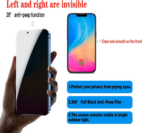 Slanku [3 Pack Privacy Screen Protector for iPhone 13 Mini Tempered Glass Film, Anti-Spy, Full Coverage, Case Friendly