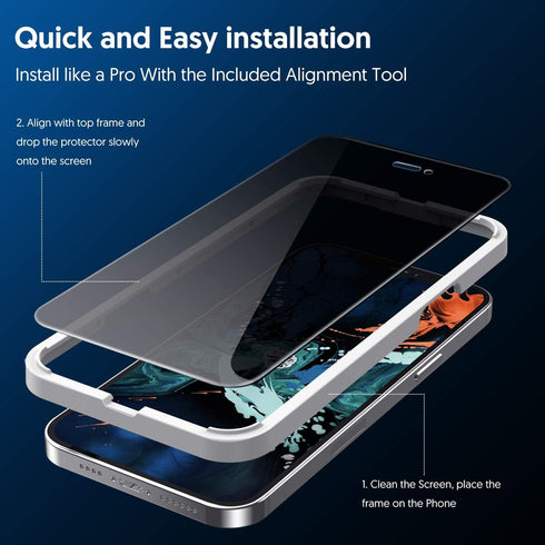 Fotbor iPhone 12 Pro Privacy Screen Protector - 2X Anti-Spy, Shatterproof, Full Coverage 9H Tempered Glass for iPhone
