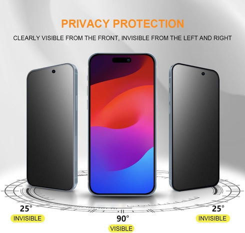 iPhone 15 Plus 6.7" Matte Privacy Screen Protector & Camera Lens Protector - Full Coverage, Anti-glare, Easy Install.