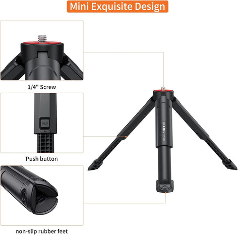 UURIG TP05 Extendable Mini Camera Tripod, Portable Selfie Stick Handle Grip with 1/4" Screw for DSLR Camera