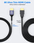 8K 2FT 5-Pack, 2 48Gbps 8K@60Hz, 4K@60Hz, 2K, 1080P, Ultra Thin HDMI Cable Short HDMI Cable Foot Flexible Slim HDMI