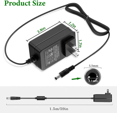 Gonine 24V Power Supply Cord 1.5A 1A UL Certified, AC to DC Adapter for LED Floor Lamp, Strips, Diffuser