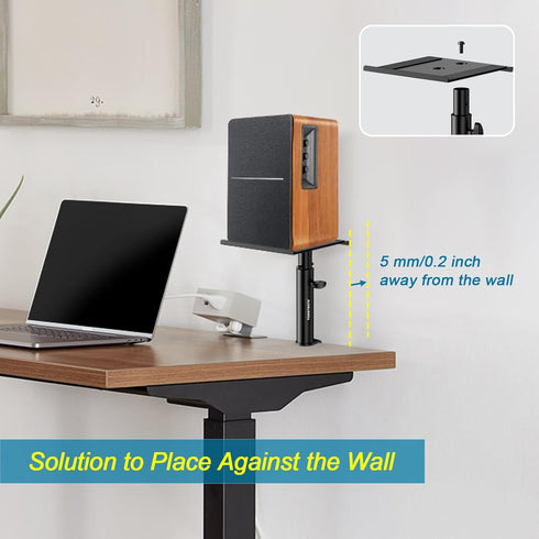 Set of 2 Studio Monitor Stands - Desktop Clamp Speaker Stands Against The Wall