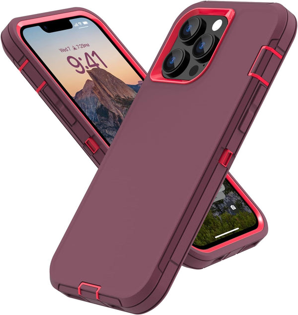 iPhone 13 Pro Max Case with Full Body Protection, Heavy Duty Shockproof 3 in 1 Silicone Rubber Cover for 13ProMax 6.7