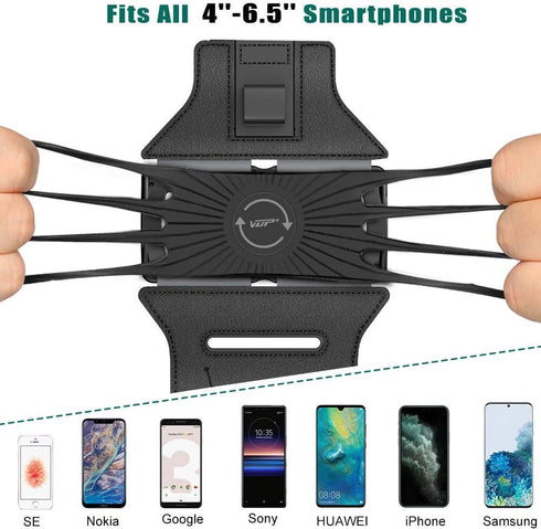 VUP 360Rotatable MP3 4-6.7 Inch Detachable Running Phone Holder Armband for iPod Player iPhone, Fits All Smartphone