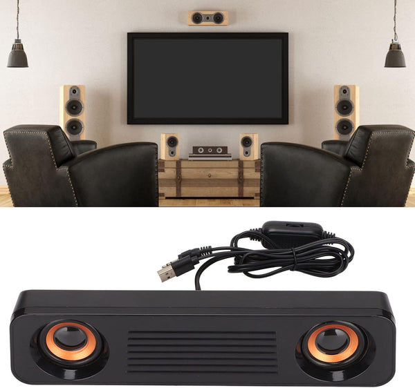 Portable Wired Speaker, HiFi Stereo Subwoofer Desktop Long Speaker, USB Powered 3.5mm Plug for TV Computer Tablet