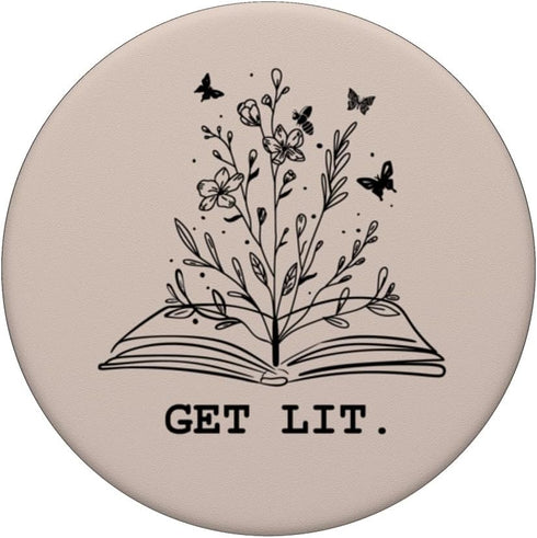 PopSockets Adhesive PopGrip - Get Lit Library Book Wildflowers Lovers Literature Teacher