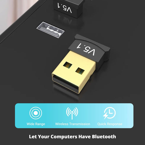 USB Bluetooth Adapter, Driver Long Range Bluetooth 5.1 Dongle Receiver for PC, Backward Compatible with Bluetooth 2.1/3.x/4.x?Plug and Play for Win 7, 8.1, 10, 11, for Linux