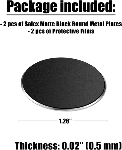 Replacement Metal Plates Set for Magnetic Car Phone Holders, Wall & Air Vent Mounts, Cases, Magnets. Kit of 2 Matte