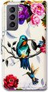 Galaxy S21 5G Case - Hummingbird in Flowers Leather Flip Phone Wallet Cover with Card Slot Holder