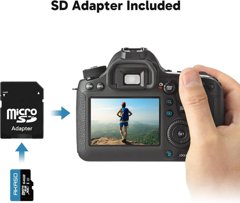 AKASO 64GB microSDXC U3 Memory Card - Up to 100MB/s, UHS-I C10, U3, Full HD, 4K UHD MicroSD Card