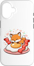 Kawaii Fox Breakfast Bacon Egg Hearts Cute Fox Sleeping On Egg with Bacon Hearts Case for iPhone 16