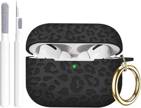Fashion Engraving Leopard Case for Airpods Pro 2 Case Cover 2022, Soft Silicone for 2nd Generation, Front LED Visible