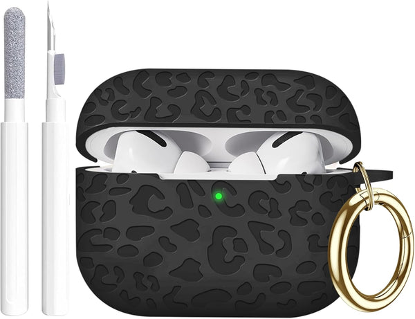 Fashion Engraving Leopard Case for Airpods Pro 2 Case Cover 2022, Soft Silicone for 2nd Generation, Front LED Visible