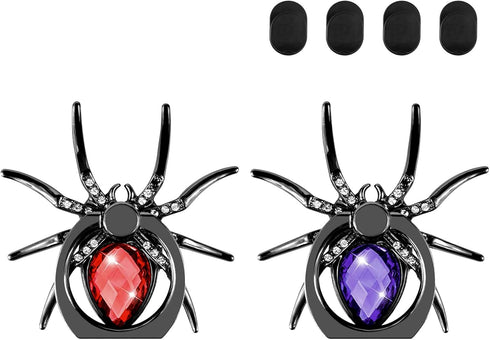 2pcs Spider Cell Phone Ring Holder Stand, Aircawin Cute Phone Finger Holder Stand with 4pcs Ring Holder Hanging Hook