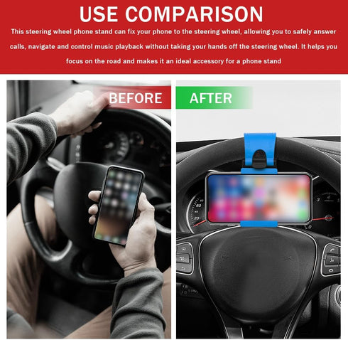 Surosha 55-75mm MP4 Car Steering Wheel Phone Mount, Buckle-Type Cell Phone Clamp Mount Stand, Universal Portable