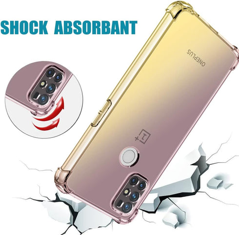 Cellular Phone Case for OnePlus Nord N10 5G, Clear Gradient Slim Shockproof TPU Cover with Tempered Glass Protector