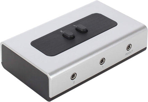 2 PORT 3.5mm STEREO Manual Switch Box, AUX Audio Speaker Selector with Wall Mount Hole