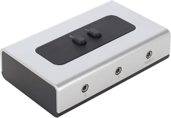 2 PORT 3.5mm STEREO Manual Switch Box, AUX Audio Speaker Selector with Wall Mount Hole