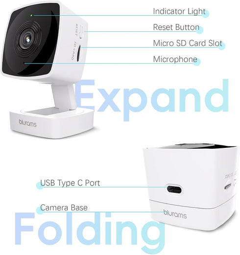 blurams 5GHz 2K 2-Way 6 Cameras for Home Security, Security Camera Indoor, Pet Camera with Phone App, Indoor Camera