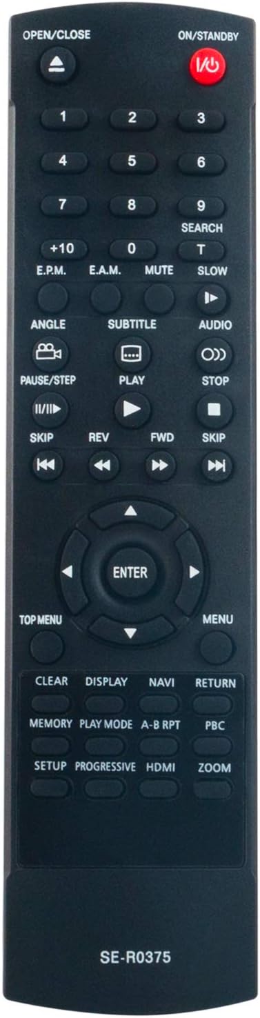 New SE-R0375 Replacement Remote Control for Toshiba DVD Player Models: SD-K1000, SD-K1000K, SDK1000