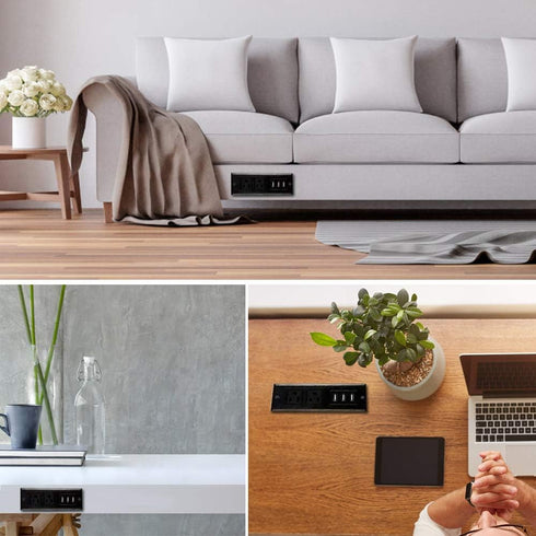 Conference Recessed Power Strip Socket with USB Ports - Desktop Charging Station with 2-Outlets & 3 USB Ports