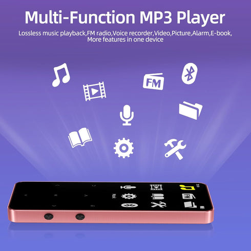 Tengsen Mp3 5.3, Mp3 128GB, Gold,32GB) Player with Bluetooth Portable Digital Music Player with Speaker, FM Radio