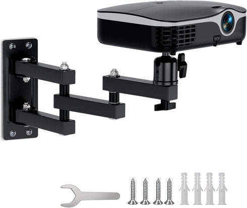JUBOR Projector Wall Mount, 360 Rotation 3-Sections Wall Mount for Projector Webcams with