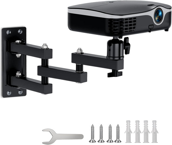 JUBOR Projector Wall Mount, 360 Rotation 3-Sections Wall Mount for Projector Webcams with