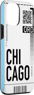 Chicago Air Ticket Phone Case for iPhone 14 Pro Max - Boarding Pass City Plane Design